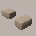 Beige Upholstered Footstools In Modern Room With Gray Floor And Light Wall