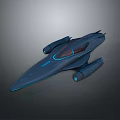 Blue Futuristic Spaceship With Sleek Design Transparent Cockpit And Dual Engines On Dark Background