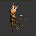 Realistic Giant Crab With Large Orange Claws And Green Shell On Dark Background