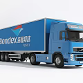 Blue Bondex Logistics Large Freight Truck With Company Logo on White Background