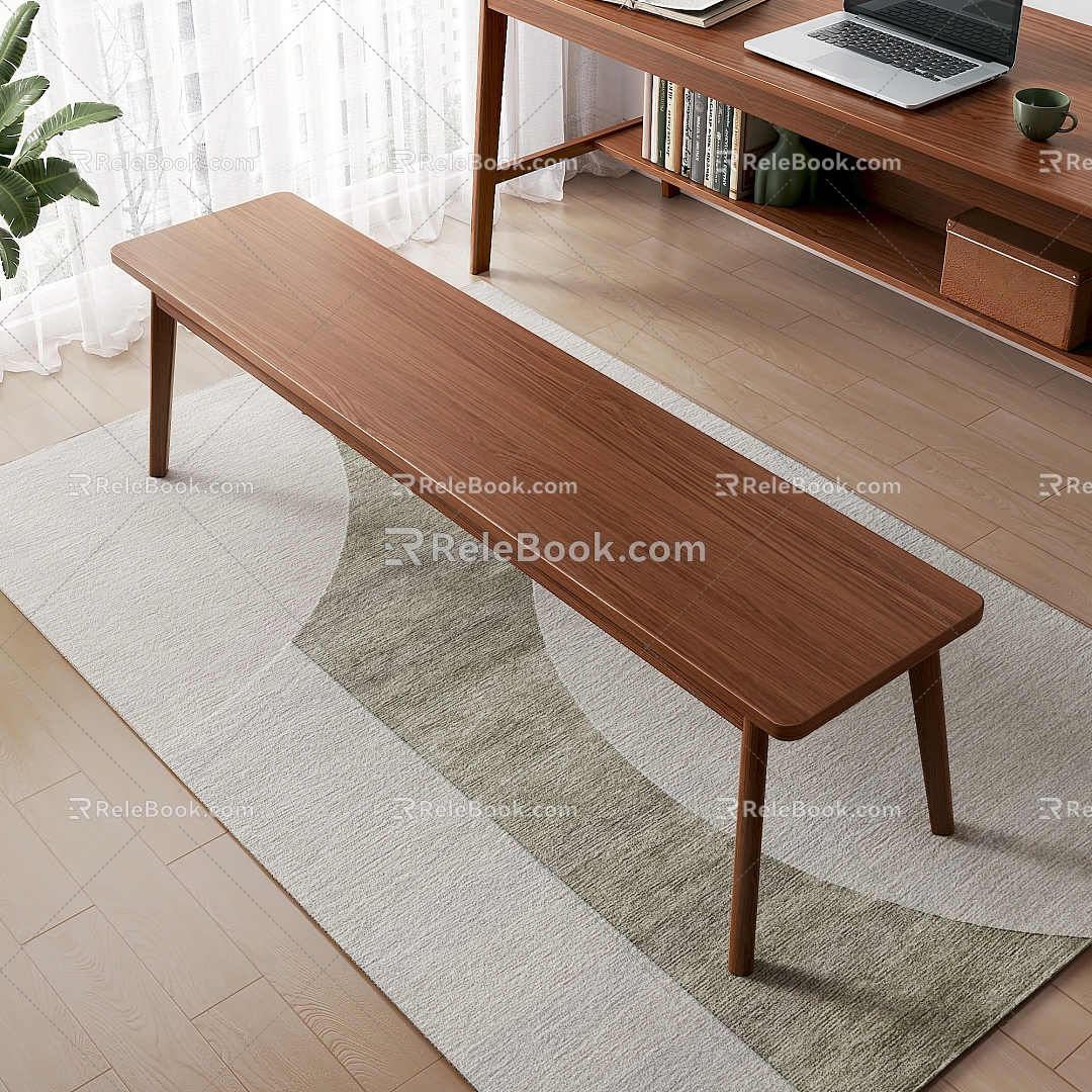 Nordic Bench Solid Wood Bench 3d model