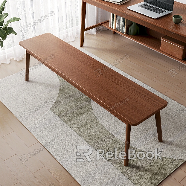 Nordic Bench Solid Wood Bench model