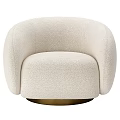 Plush Beige Single Sofa With Round Armrests And Metal Base Design