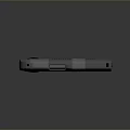 Futuristic Metallic Gun with Detailed Armor Plated Structure and Ergonomic Grip Isolated on Dark Background