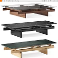 Modern Stylish Coffee Table With Marble Top And Wooden Frame Design 3d model