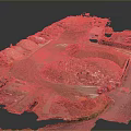 Vast Open Construction Site Landscape With Earth Mounds Excavation And Vehicles