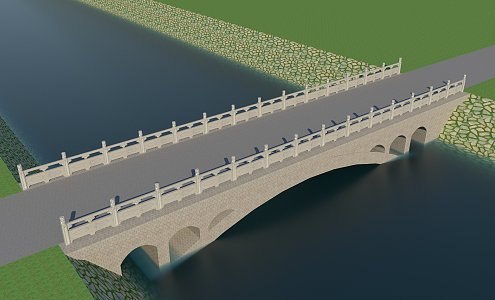 Chinese-style river-crossing bridge 3d model