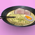 Tasty Ramen Bowl With Rich Broth Noodles Chashu Pork Soft Boiled Egg Scallions And Chopsticks