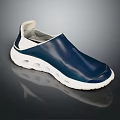 Navy Blue Leather Upper Casual Shoes With White Perforated Sole Design