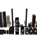 High Quality Headphones and Speakers Collection With Floor Standing Bookshelf and Subwoofer Models