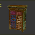 Traditional Wooden Cabinet With Double Doors Diamond And Square Panel Design Flat Top Solid Wood