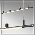 Modern Black Linear Pendant Light With Sleek Metal Frame And Minimalist Design