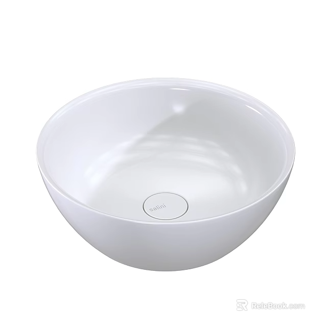 Modern Round White Wash Basin with Sleek Design and Smooth Surface 3d model 