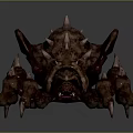 3D Rendered Fantasy Monster Creature With Spiked Body Purple Brown Color And Multiple Legs