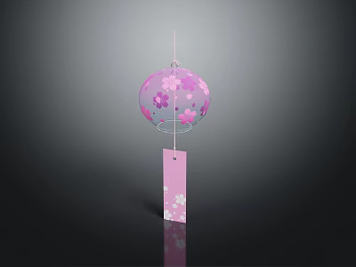Pink Cherry Blossom Pattern Commercial Decorative Wind Chime Equipment with Hanging Pendant 3d model