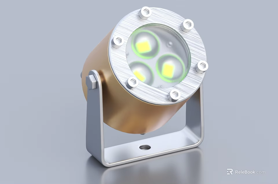 Outdoor LED Light With Gold Silver Metal Body And Bracket Design For Exterior Use 3d model 