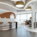 Modern Beauty Hair Salon Interior With Black Leather Chairs Mirrors And Stylish Lighting