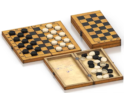 Classic Wooden Chess Set With Storage Box And Black White Pieces For Entertainment 3d model