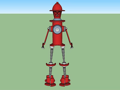 Intelligent Machine with Red Mechanical Structure Including Head Body Arms and Legs 3d model