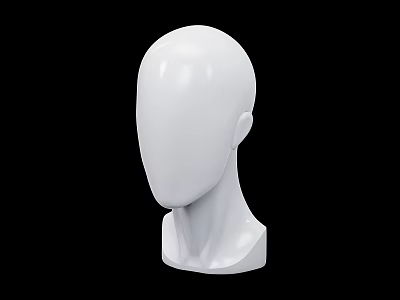 White Mannequin Head For Fashion Display With Smooth Surface On Black Background 3d model