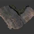 Garden Landscape With Undulating Terrain Green Vegetation And Pink Gray Textured Ground