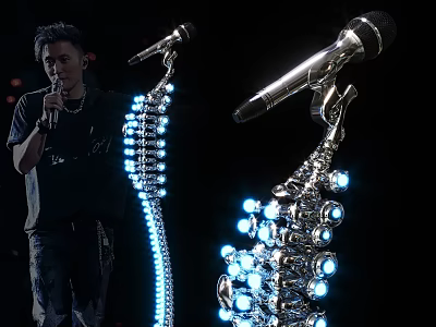 Professional Entertainment Microphone With LED Lighting Stand And Bright Blue Lights For Stage Performance 3d model