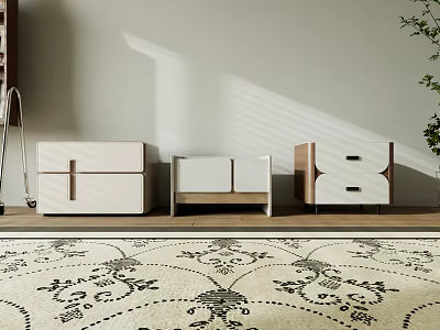 Modern Bedside Tables With Different Designs Wooden And White Drawers For Bedroom Decor 3d model