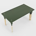 Elegant Green Dining Table With Smooth Top And Light Wood Decorative Legs 3d model