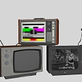 Modern Nostalgic Retro TV Black and White TV Old-fashioned TV Age Electrical Appliances 3d model