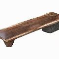 Natural Solid Wood Bench With Rustic Stone Legs And Smooth Surface Design