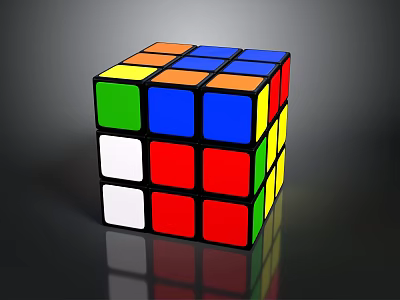 Colorful Rubik's Cube With Multiple Colored Squares And Shiny Surface 3d model