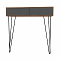 Modern Minimalist Wooden Console Table With Gray Drawers And Black Legs