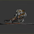 Stylish High Top Shoes Gray White Orange with Spliced Design and Laces on Metal Platform