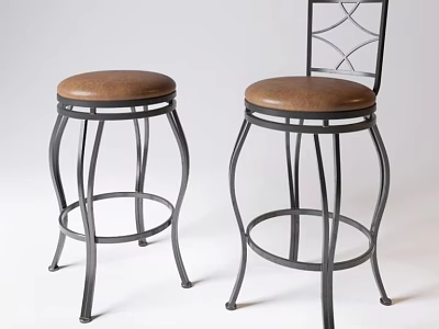 Stylish Bar Stools Featuring Leather Seats Metal Frames With Backrest And Armless Design 3d model