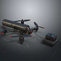 Black Quadcopter Drone With Four Propellers And External Battery Pack 3d model
