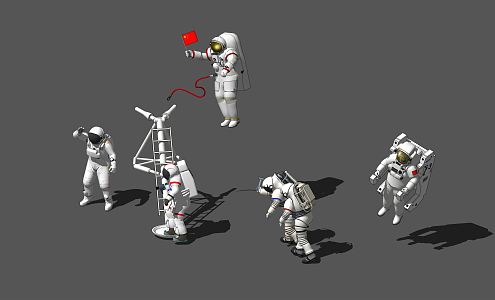 Modern astronauts. 3d model