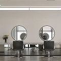 Modern Beauty Salon Interior Design With Round Mirrors Black Salon Chairs And Lighting