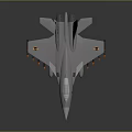 Shiny Gray Fighter Jet Model With Missiles And Wing Emblems On Gray Background 3d model