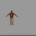 Man With Arms Outstretched In Black Cap Orange T-shirt White Y'all Text Khaki Cargo Pants
