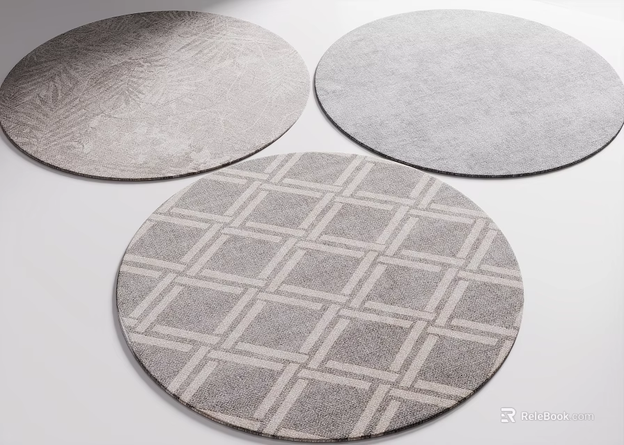 Collection Of Round Area Rugs With Unique Textures And Patterns 3d model 
