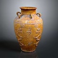 Furniture Decorative Vase With Carved Dragon Patterns And Two Handles