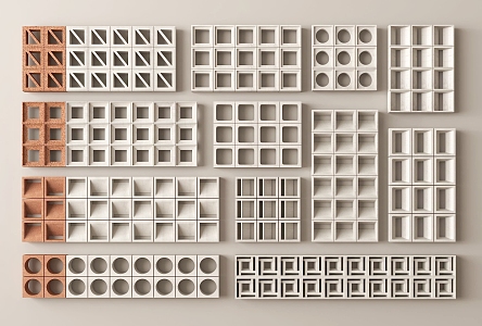 Modern cement brick partition 3d model