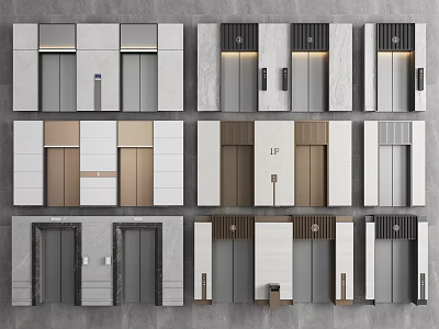 Modern Elevator Door Designs With Different Colors Marble And Metal Panels 3d model
