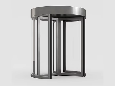 Modern Revolving Door Design Featuring Glass Panels And Metal Frame 3d model
