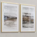 Framed Abstract Wall Art Prints With Gray Brown White Watercolor Style Design Decor