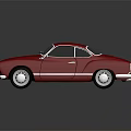Red Vintage Coupe Car with Sleek Body Chrome Accents Silver Wheels and Dark Surface Reflection