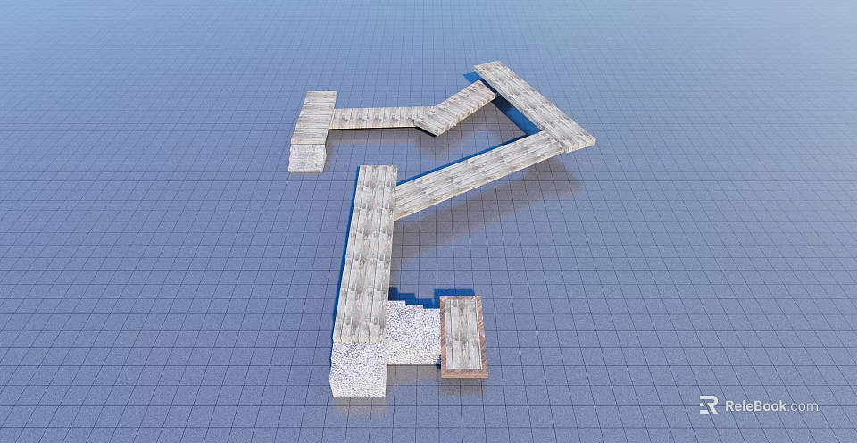 Natural Stepping Stones Path Design With Wooden Slabs And Garden Layout 3d model 