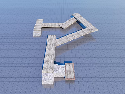 Natural Stepping Stones Path Design With Wooden Slabs And Garden Layout 3d model