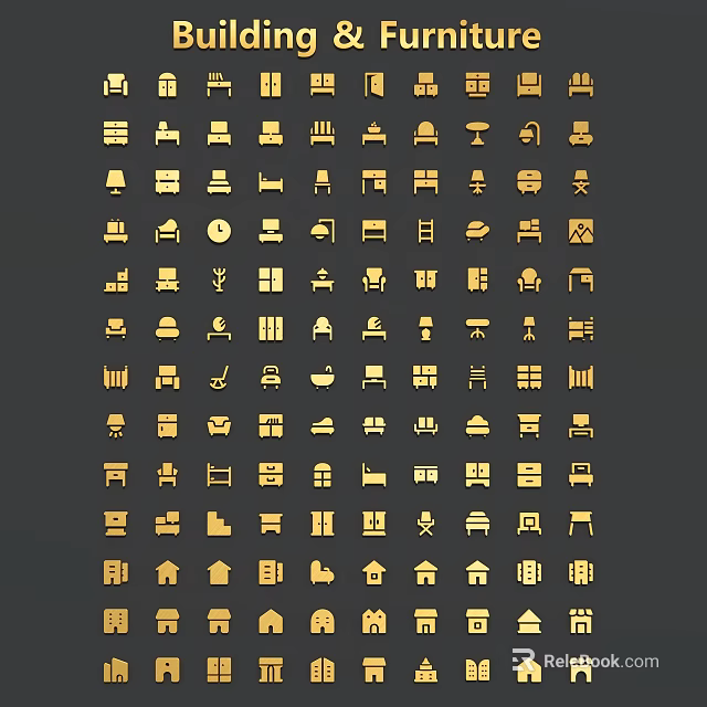Golden Pendant Icons With Various Shapes And Creative Designs Collection 3d model 