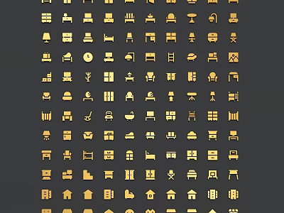 Golden Pendant Icons With Various Shapes And Creative Designs Collection 3d model